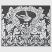 Blume und Vogel im Jugendstil nahtlos pflücken Geschenkpapier (Flach)