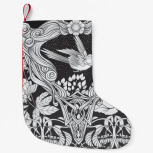 Blume und Vogel im Jugendstil nahtlos pflücken Kleiner Weihnachtsstrumpf