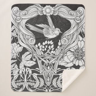 Blume und Vogel im Jugendstil nahtlos pflücken Sherpadecke