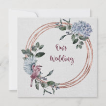 Blume und Vögel in Aquarellfarbe und Burgund