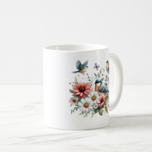 Blume und Vögel Kaffeetasse (VorderseiteRechts)