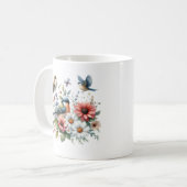 Blume und Vögel Kaffeetasse (Vorderseite Links)