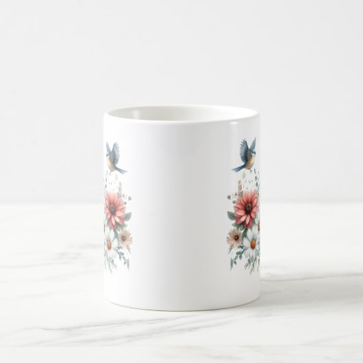 Blume und Vögel Kaffeetasse (Mittel)