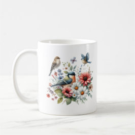 Blume und Vögel Kaffeetasse