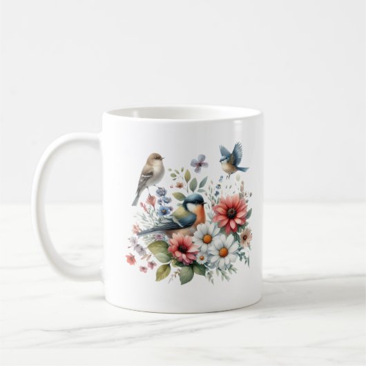 Blume und Vögel Kaffeetasse (Links)