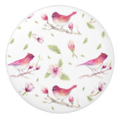 Blume und Vögel Keramikknauf (Vorderseite)