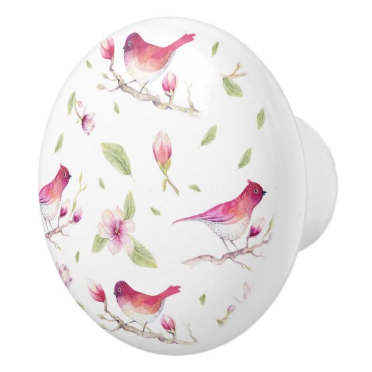 Blume und Vögel Keramikknauf (Rechts)