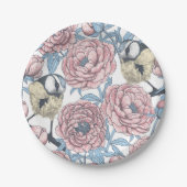 Blume und Vögel Pappteller (Vorderseite)