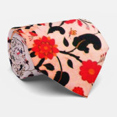 BLUME UND VÖGEL, PEAKCOCKS, Schwarz-weiße Blüte Krawatte (Gerollt)