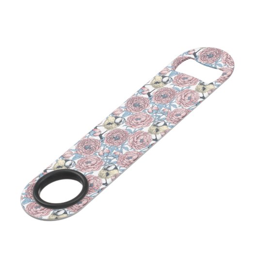 Blume und Vögel Speed Flaschenöffner (Vorderseite Schrägansicht)