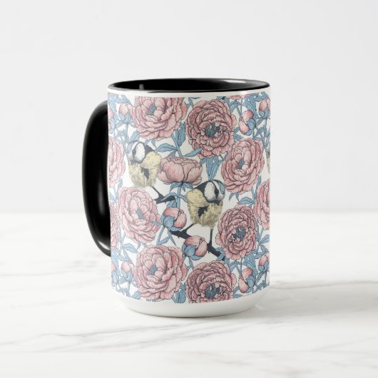 Blume und Vögel Tasse (Vorderseite Links)