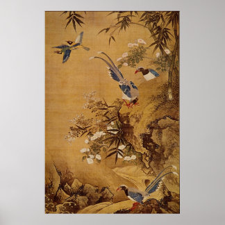 Blume und Vogel von Hsiao Yung Poster