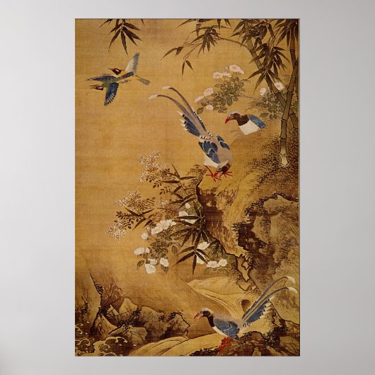 Blume und Vogel von Hsiao Yung Poster (Vorne)