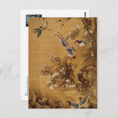 Blume und Vogel von Hsiao Yung Postkarte (Vorne/Hinten)