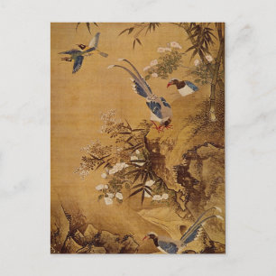 Blume und Vogel von Hsiao Yung Postkarte