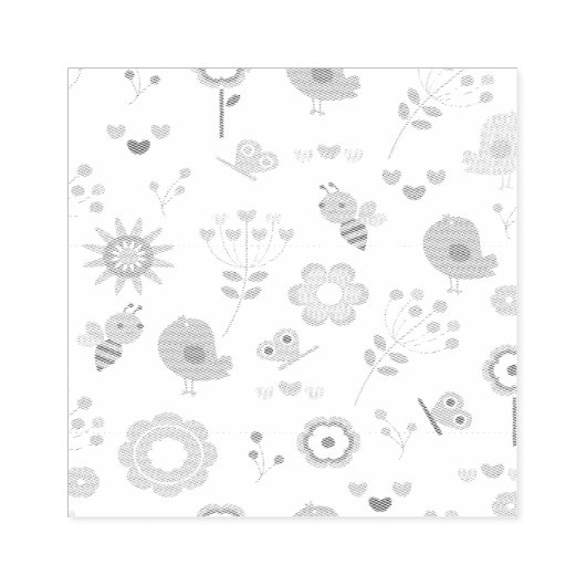 Blume- und Vogelgeschäft Gummistempel (Prägung)