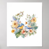 Blume und Vogelgewässer Poster (Vorne)