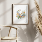 Blume und Vogelgewässer Poster