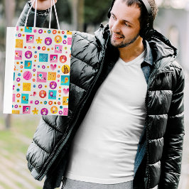 Blume und Vogelschutzmuster Mittlere Geschenktüte