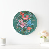 Blume- und Vogeluhr Große Wanduhr (Zuhause)