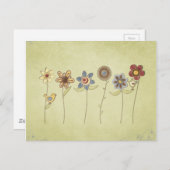 Blume- und Vogelzeichnungen niedlich Postkarte (Vorne/Hinten)