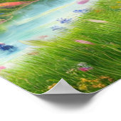 Blume und Wasserfall im Grünen Tal Poster (Ecke)