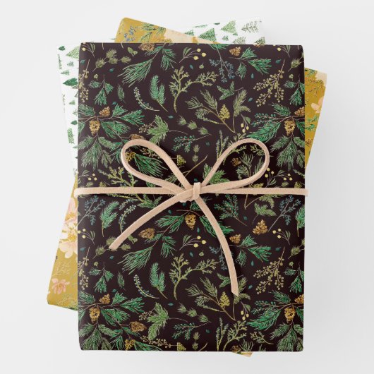 Blume und Weihnachtsbaum für die Winterkiefern Geschenkpapier Set (Beispiel)