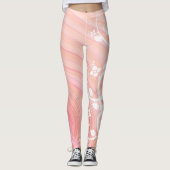 Blume- und Weinflansch über Pfirsich und rosa Leggings (Vorderseite)