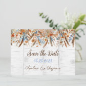 Blume und Weiße Birkenbaum speichern die Datumskar Einladung (Stehend Vorderseite)