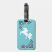 Blume und Weißes Einhorn | Monogramm Gepäckanhänger (Rückseite vertikal)