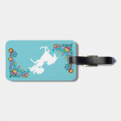 Blume und Weißes Einhorn | Monogramm Gepäckanhänger (Rückseite horizontal)