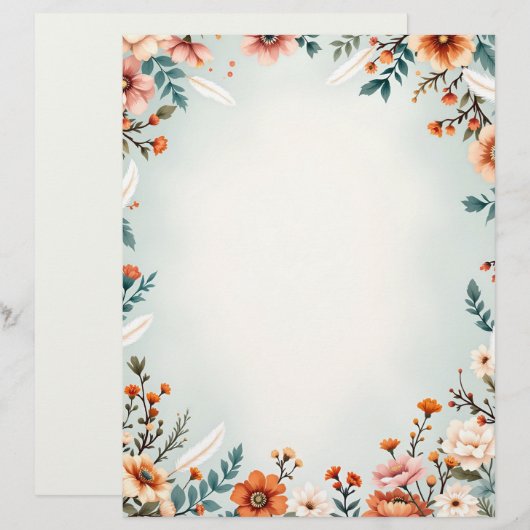 Blume und White Feathers Briefbogen (Vorne/Hinten)