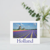 Blume und Windmühlen in Holland Postkarte (Stehend Vorderseite)