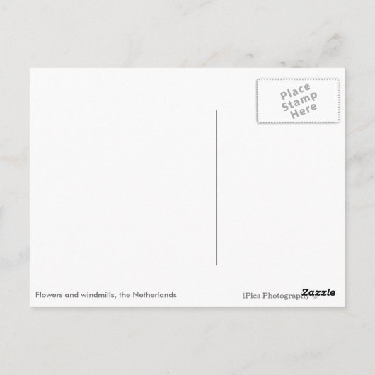 Blume und Windmühlen in Holland Postkarte (Rückseite)