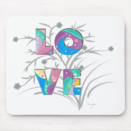 Blume und Wirbel der Liebe Mousepad (Vorne)