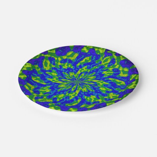 Blume und Wirbel Mandala Paper Teller (Schrägansicht)