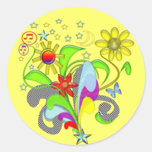 Blume und Wirbel T - Shirt und Geschenke Runder Aufkleber