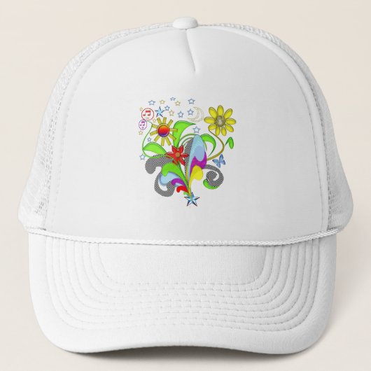 Blume und Wirbel T - Shirt und Geschenke Truckerkappe (Vorderseite)