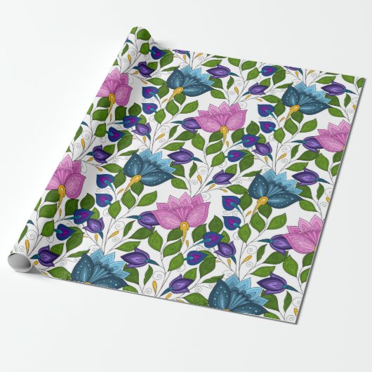 Blume und wirbelloses Muster 32 Wrapping Paper Geschenkpapier (Ungerollt)