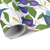 Blume und wirbelloses Muster 32 Wrapping Paper Geschenkpapier (Rolleneckpunkt)