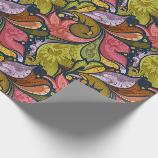 Blume und wirbelloses Muster Geschenkpapier (Ecke)