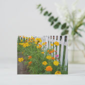 Blume und Zaun Postkarte (Stehend Vorderseite)