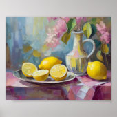 Blume und Zitronen Modernes Stillleben Poster (Vorne)