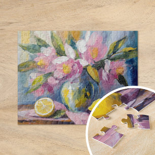 Blume und Zitronen Modernes Stillleben Puzzle