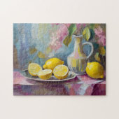 Blume und Zitronen Modernes Stillleben Puzzle (Horizontal)