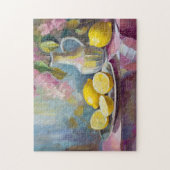Blume und Zitronen Modernes Stillleben Puzzle (Vertikal)