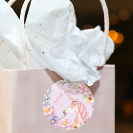Blume Unicorn Girl Danke Runder Aufkleber