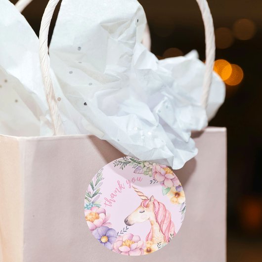 Blume Unicorn Girl Danke Runder Aufkleber