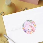 Blume Unicorn Girl Danke Runder Aufkleber