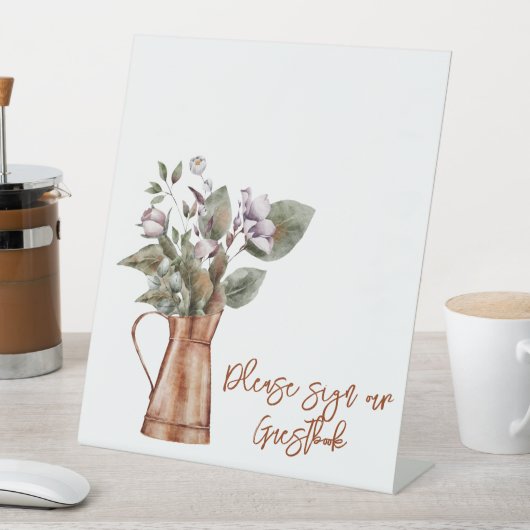 Blume unterschreiben unser Gästebuch Sockelschild (In Situ)